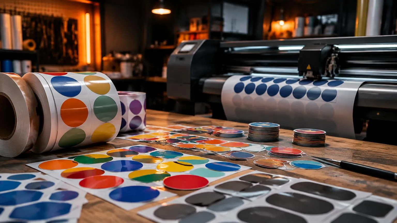 An assortment of custom printed stickers and decals